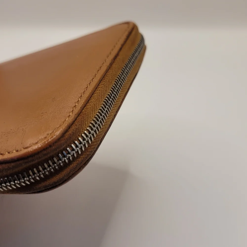 Hermes Leather Long Zip Around Camel Wallet